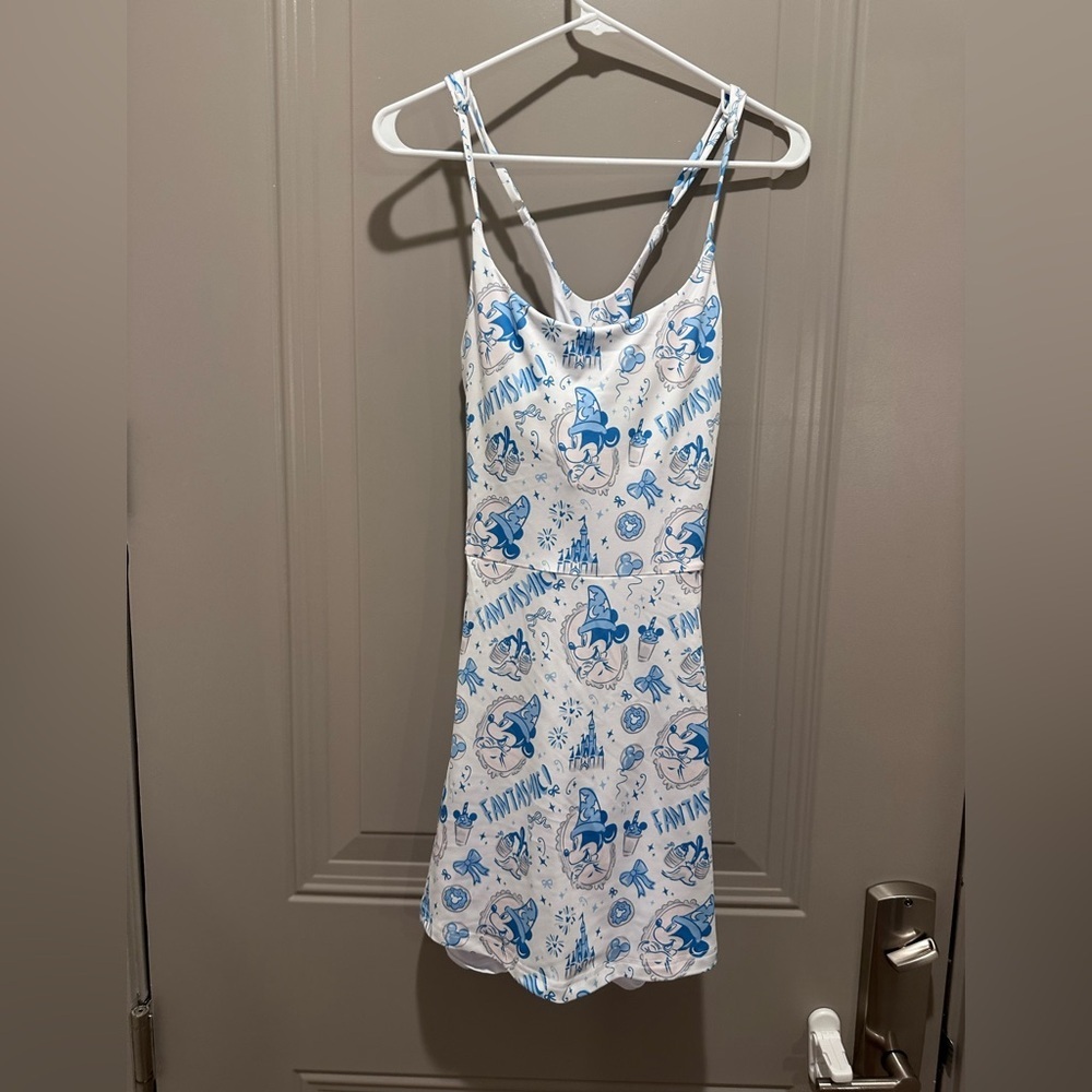 Blue and White Printed Mini Dress